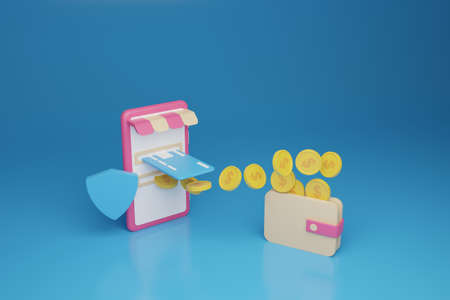 online payment 3d illustration. perfect for banner presentation