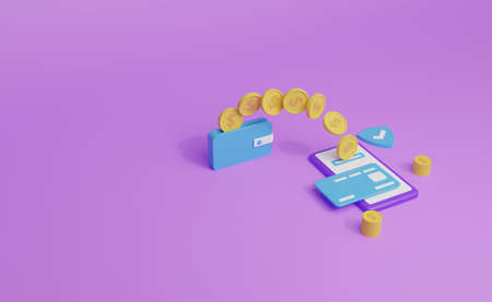 online payment 3d illustration. perfect for banner and presentationの写真素材