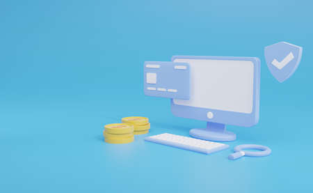 online payment 3d illustration. perfect for banner and presentationの写真素材