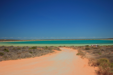 Outback road to Little Lagoon near Denham in Shark Bay Region, Australia.の写真素材