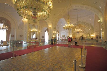 Tehran, Iran - April 16 2019. The Greeting Hall or Marble Hall of Golestan Palace where the Pahlavi Kings in held ceremonies.のeditorial素材