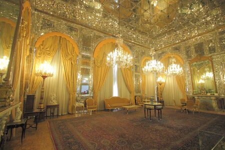 Tehran, Iran - April 16 2019. The Mirror Hall in Golestan Palace.
