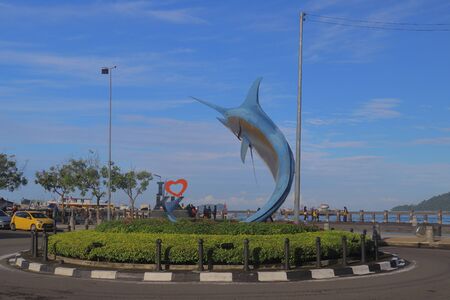 Kota Kinabalu, Sabah/Malaysia - December 21 2019 : The Merlin statue near Kota Kinabalu Waterfront, which is the famous landmark of Kota Kinabalu the capital city of Sabah, Malaysia.のeditorial素材
