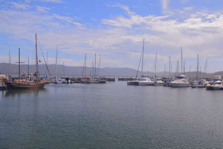 Yachts and boat at the marina of Knysna Waterfront Quays in Knysna which located along the Garden Route, South Africa.の写真素材