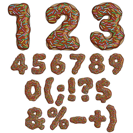 Donut font, tasty typeface. Isolated objects on a white backgroundのイラスト素材