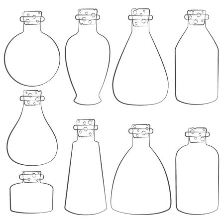 Vector set with the image of the vials, tubes. Isolated objects on a white background.のイラスト素材