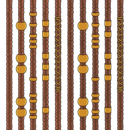 Set of colored seamless patterns with dreadlocks. Isolated vector objects on white background.のイラスト素材