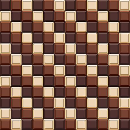 Seamless pattern with chocolate cubes, tiles. Vector color background.のイラスト素材