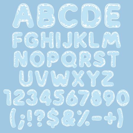 Alphabet, letters, numbers and signs made of plastic, polyethylene, cellophane. Set of isolated vector objects.のイラスト素材