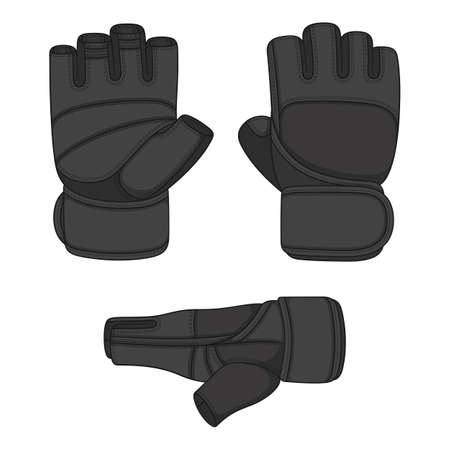 Set of color illustration with the image of sports, training gloves. Isolated vector objects on a white background.のイラスト素材
