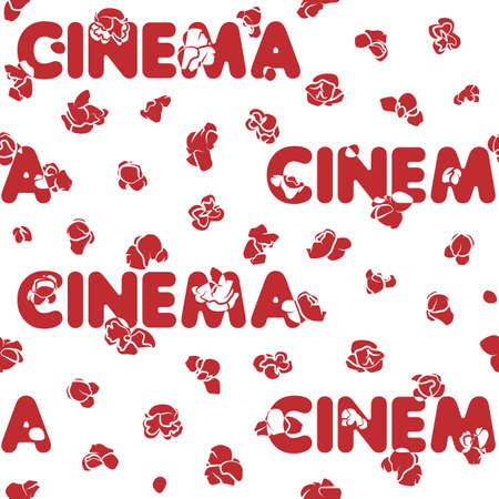 Seamless pattern with cinema and popcorn. Vector background.のイラスト素材