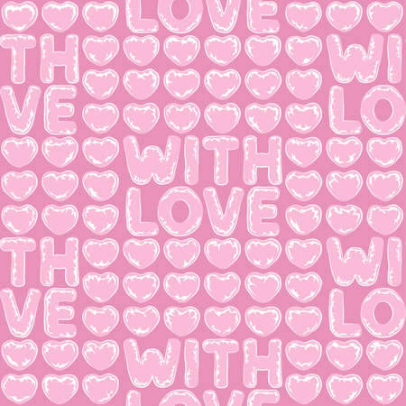 Seamless pattern with pink bubble heartsのイラスト素材