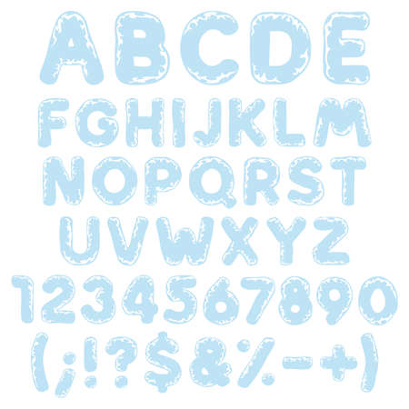 Alphabet, letters, numbers and signs made of plastic, polyethylene, cellophane. Set of isolated vector objects.のイラスト素材