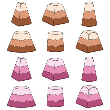 Set of color illustrations with chocolate and berry curd Easter. Isolated vector objects on a white background.のイラスト素材