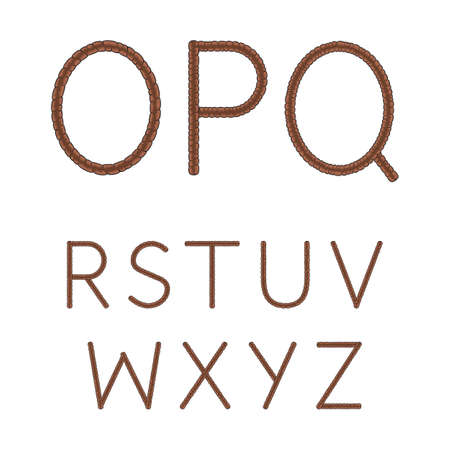 Font, alphabet, letters from dreadlocks from O to Z. Isolated vector objects on a white background.のイラスト素材