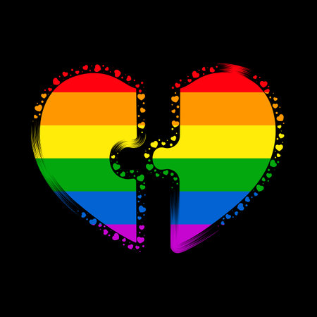 Rainbow flag, lgbt heart, puzzle pieces. color vector illustration.のイラスト素材