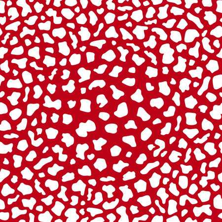 Seamless pattern with texture cap of fly agaric mushroom. color vector background.のイラスト素材