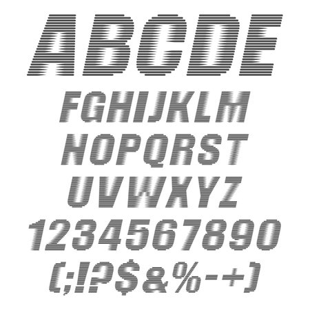 Abstract alphabet, letters, numbers and signs. Isolated vector objects on white background.のイラスト素材