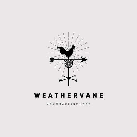 Rooster symbol. Weather vane logo vector illustration designのイラスト素材