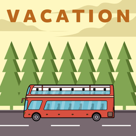 bus vacation poster vector illustration designのイラスト素材
