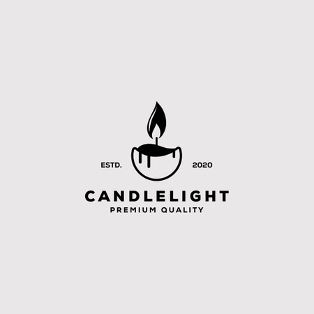 Luxury Vintage Candle Light Flame Logo Design Illustrationのイラスト素材