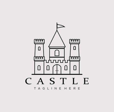 castle line art logo vector illustration designのイラスト素材