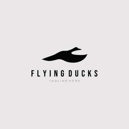 Flying duck logo vector illustration designのイラスト素材