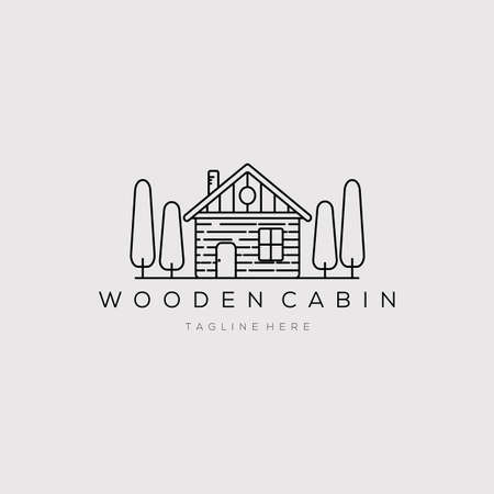 wooden cabin line art logo vector illustration designのイラスト素材