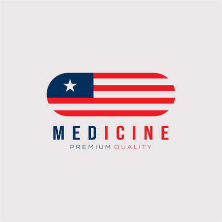 american flag medicine logo vector illustration design. US medicine industry symbolのイラスト素材