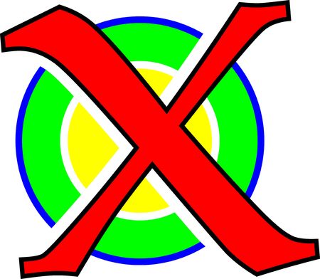 logo design for all, red letter x with color circle on back.のイラスト素材