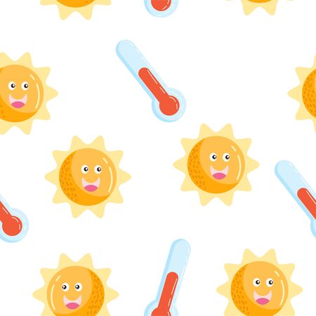 Sun And termometer Seamless patternのイラスト素材
