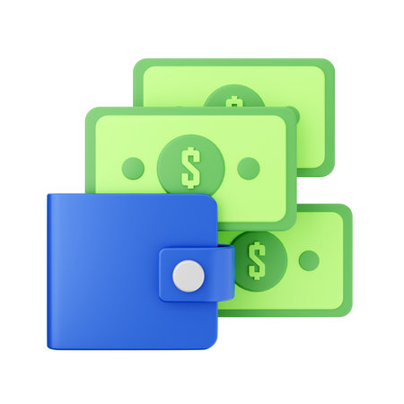 wallet with dollars on a white background. Isolated 3D imageの写真素材