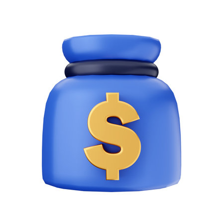 Blue Bottle with Gold Dollar Sign on a white background. 3d Renderingの写真素材
