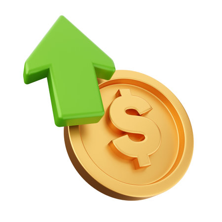 Gold coin with dollar sign isolated on white background. 3d render.の写真素材