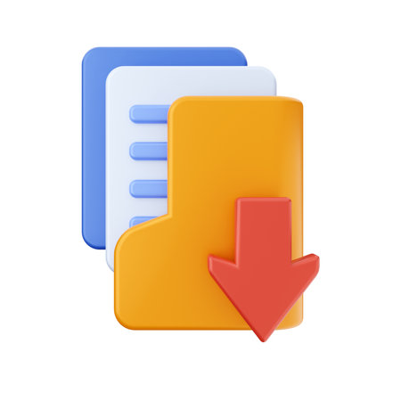 Folder download icon. Isolated on white background. 3d render.の写真素材