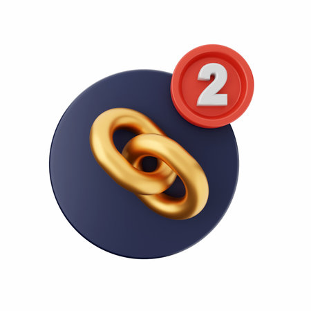 3d render of ring with number 2, isolated on white background