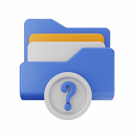Blue folder with question mark isolated on white background. 3d rendering.の写真素材