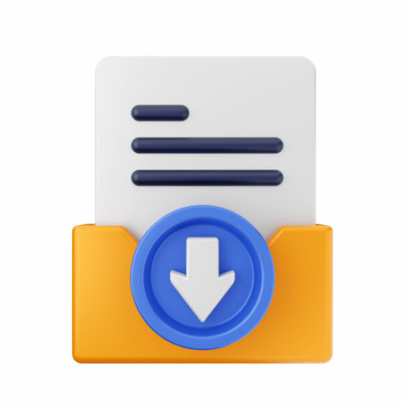 download icon isolated on a white background. 3d rendering, 3d illustration.の写真素材