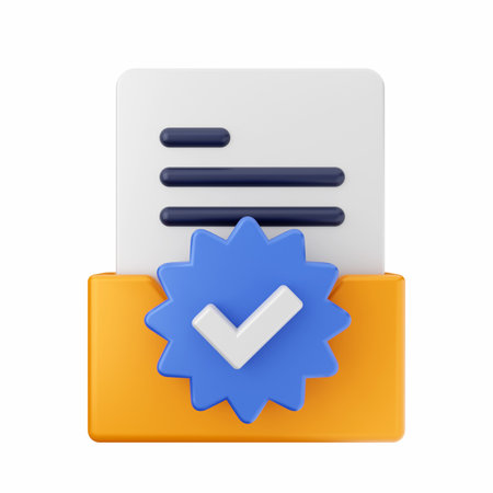 Approved document icon on a white background. 3d rendering.の写真素材