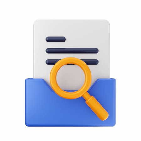 Search icon with magnifier isolated on white background. 3d rendering.の写真素材
