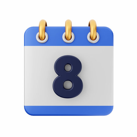Calendar icon 8. 3d illustration isolated on white background.の写真素材