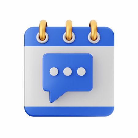 Blue Calendar with Speech Bubbles on a white background. 3d Renderingの写真素材