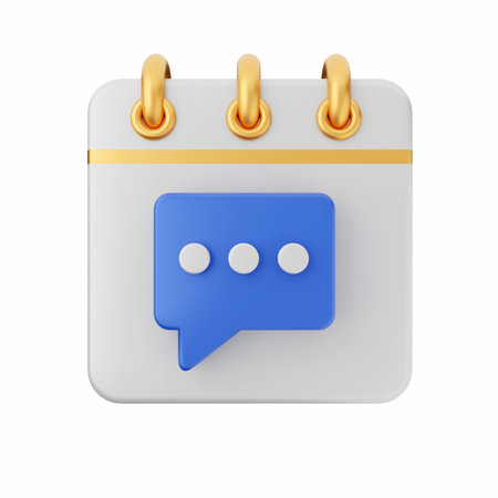 Calendar icon with speech bubble. 3d illustration isolated on white backgroundの写真素材