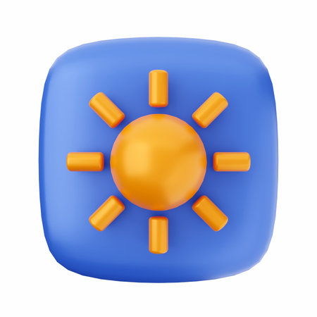 Sun icon. 3d render. Isolated on white background.の写真素材