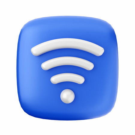 Blue wifi icon. Isolated on white background. 3d render.の写真素材