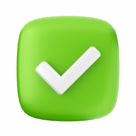 Green check mark icon on a white background. 3d rendering.の写真素材