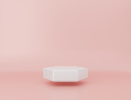 White podium on pink background. 3d render. Minimal concept.の写真素材