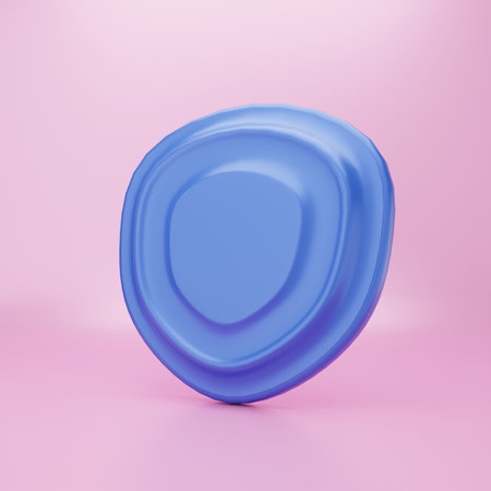 3d rendering of a blue plastic cap on a pink background.の写真素材
