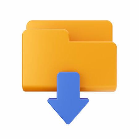 Orange folder with arrow on white background. Isolated 3D image