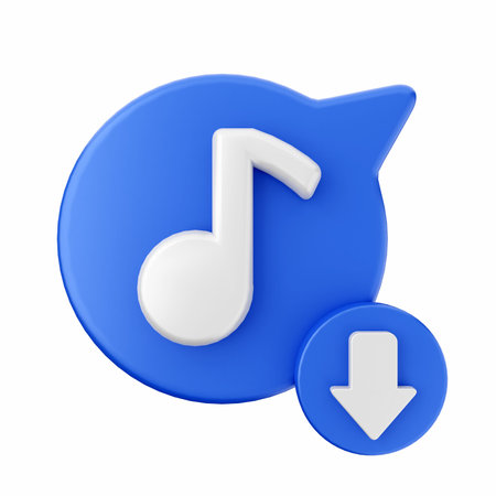 Music note icon in speech bubble isolated on white background. 3D rendering.の写真素材